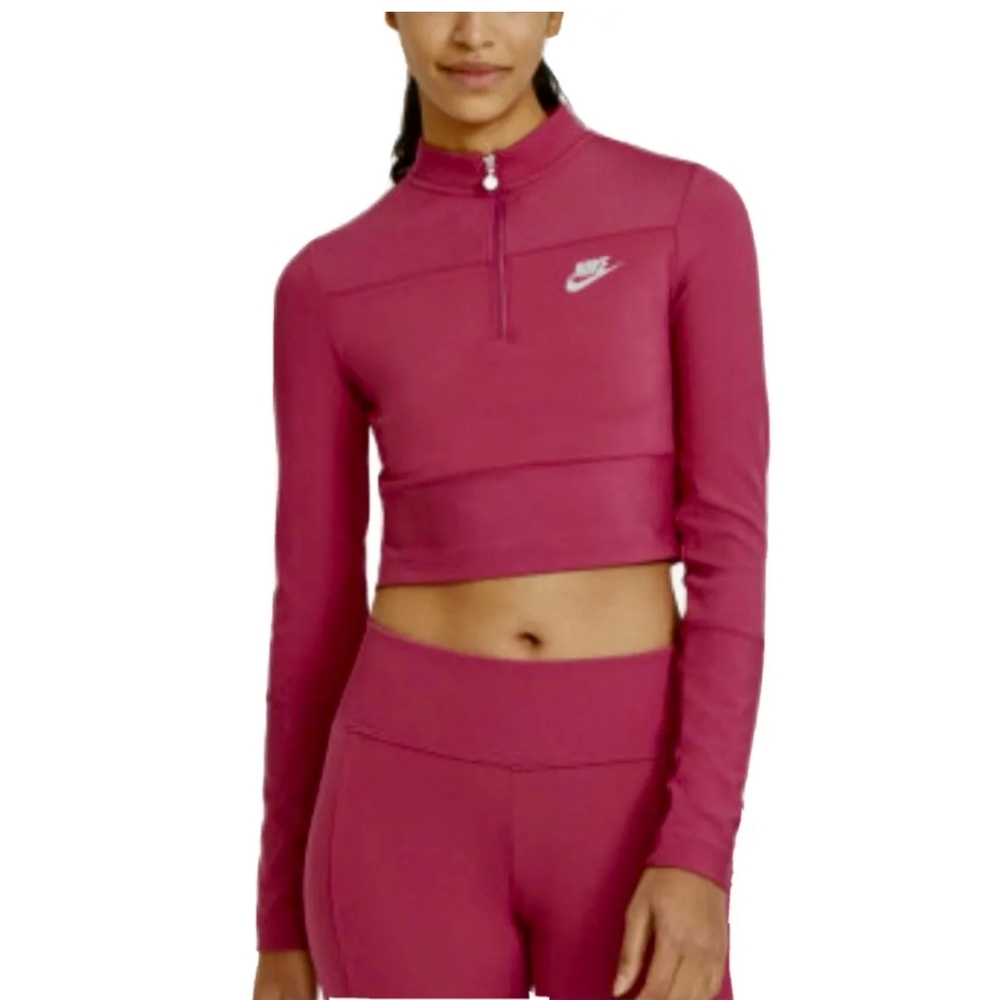 Nike Air Pink Crop Half Zip Long sleeve top Size Small